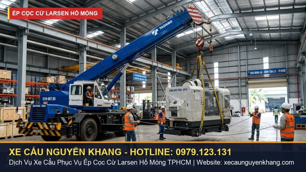 Xe cẩu tự hành chở sắt thép cây 11m7, cọc cừ Larsen & dầm kết cấu từ TPHCM đi Đại công trường Sân Bay Long Thành