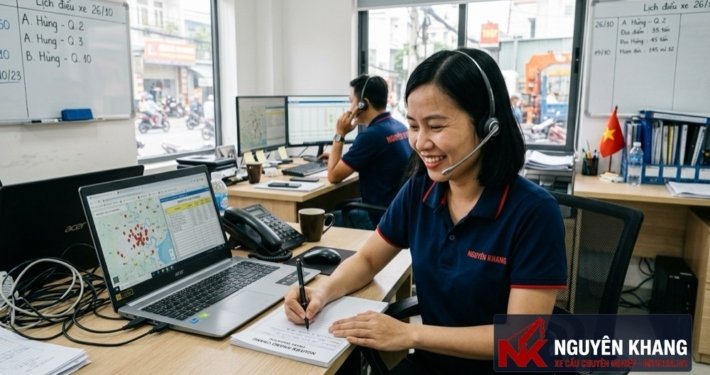 Bộ phận chăm sóc khách hàng và điều vận Xe Cẩu Nguyên Khang