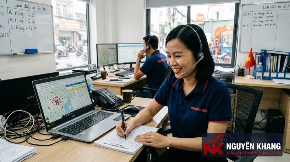Bộ phận chăm sóc khách hàng và điều vận Xe Cẩu Nguyên Khang