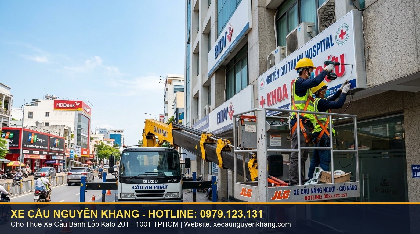 Xe cẩu bánh lốp Kato Nguyên Khang TPHCM