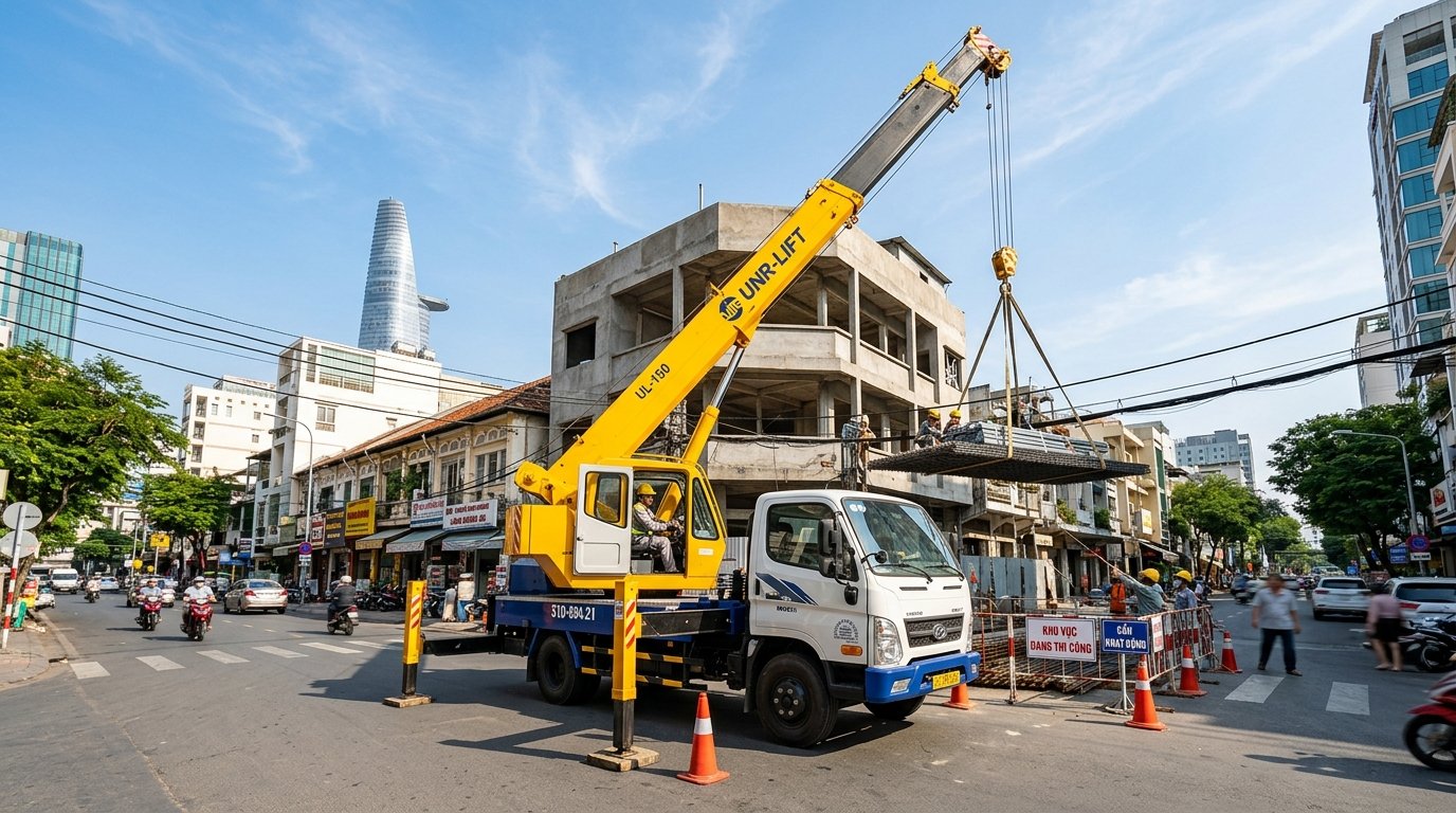 Dịch vụ xe cẩu tự hành nhỏ cần dài tại TPHCM