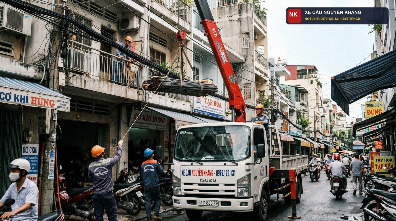 Xe cẩu thùng tự hành 2T đến 15T TPHCM - Xe Cẩu Nguyên Khang